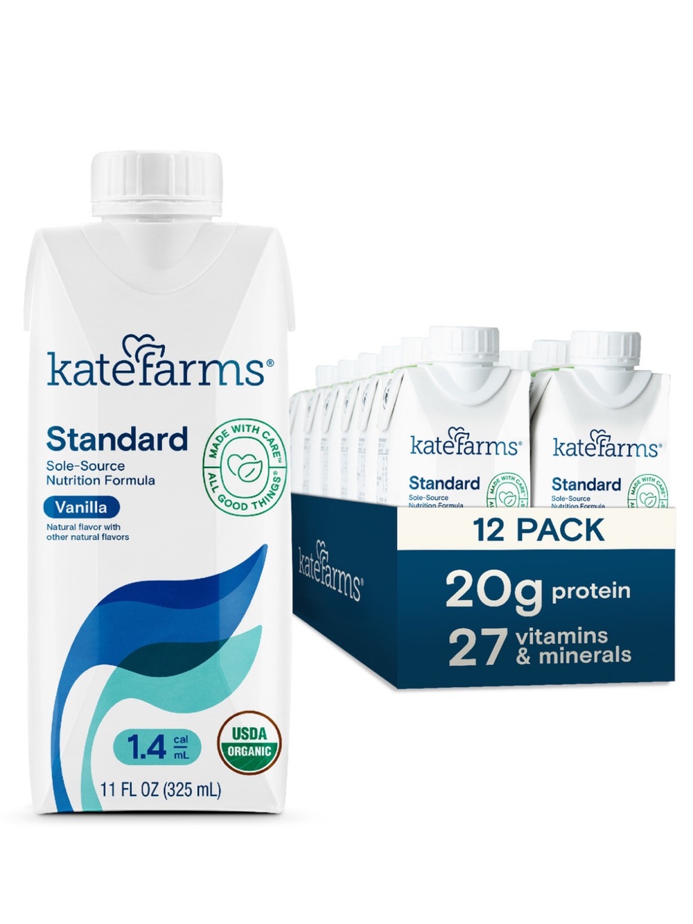 New! Kate Farms 1.4 Standard Nutrition Formula - Plain, VANILLA Case of 12